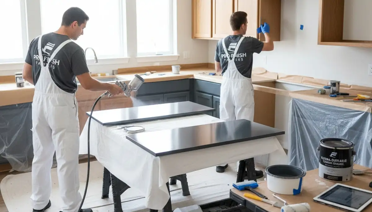 Cabinet painting in Naperville, IL for kitchen and bathroom cabinets with durable, clean finishes
