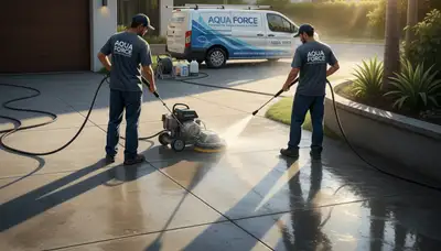 Professional concrete pressure cleaning in Naperville, IL for driveways, patios, and walkways