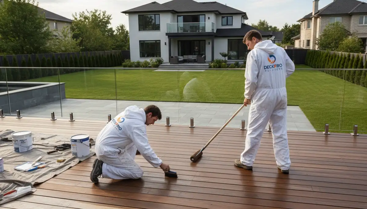 Deck painting in Naperville, IL with weather-resistant coating for lasting deck protection