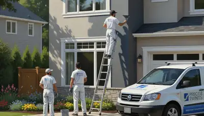Naperville, IL house painters applying durable exterior paint on a home