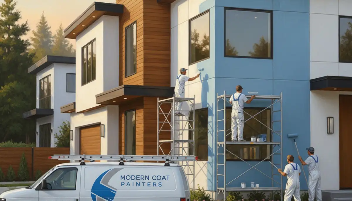 Naperville, IL house painters applying durable exterior paint on a home