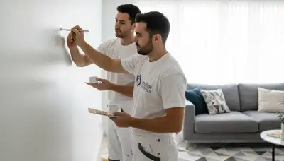 Painters fixing wall scuffs and faded spots in Naperville, IL touch-up service
