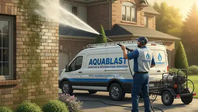 Naperville, IL pressure cleaning crew washing siding, driveways, and walkways for a painting business