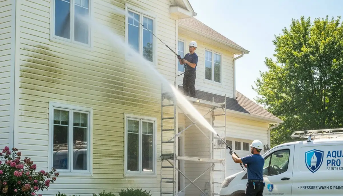 Professional vinyl siding pressure cleaning in Naperville, IL for a clean, polished home exterior
