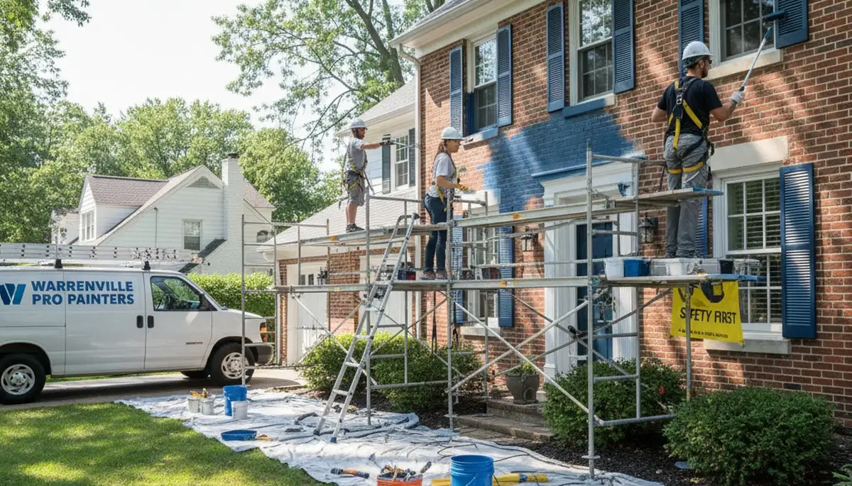Painter working on a residential interior project in Naperville, IL